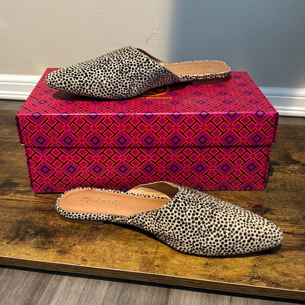 Madewell hair calf pointed toe flat mules